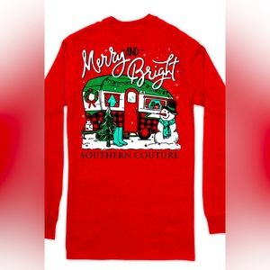 Southern Couture NWT Holiday Christmas Long Sleeve Camper Classic tee shirt Med